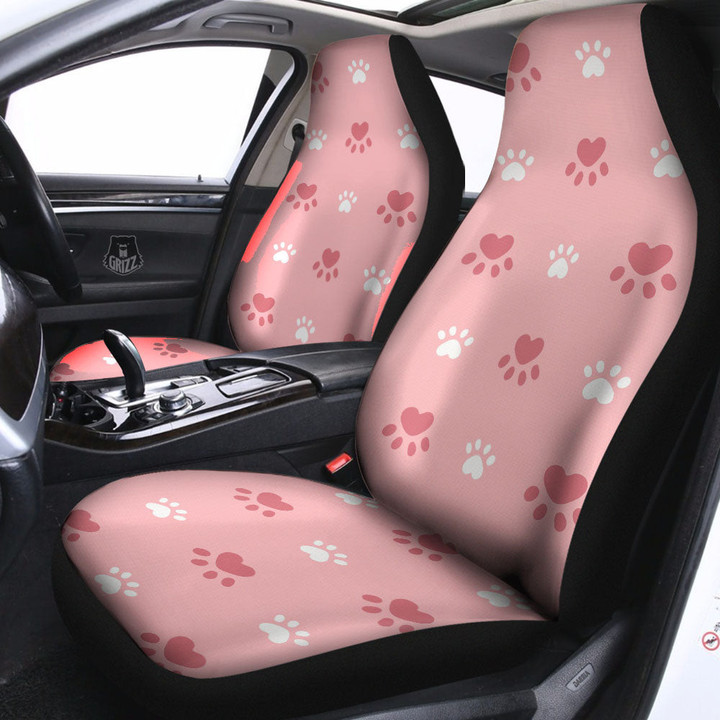Animal Paw White And Pink Print Pattern Car Seat Covers