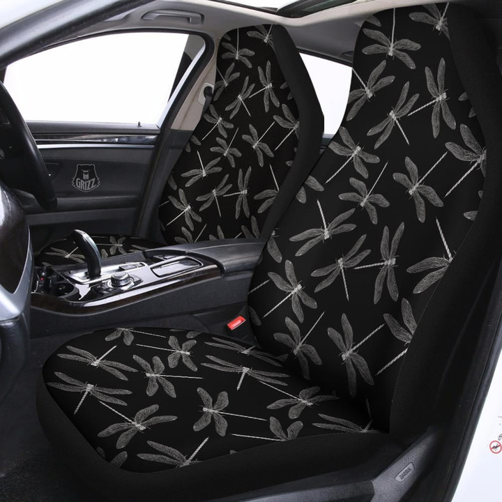 Dragonfly Black Print Pattern Car Seat Covers