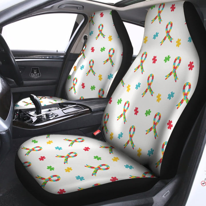Ribbon Autism Awareness Print Pattern Car Seat Covers
