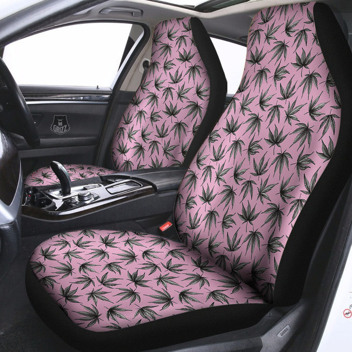 Cannabis Leaf Pink And Green Print Car Seat Covers