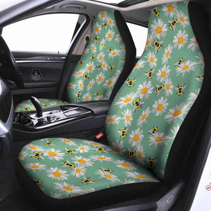 Bee Flower Print Pattern Car Seat Covers