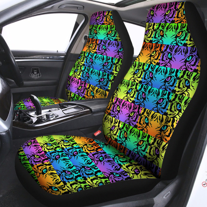 Rainbow Tiger Eyes Print Pattern Car Seat Covers