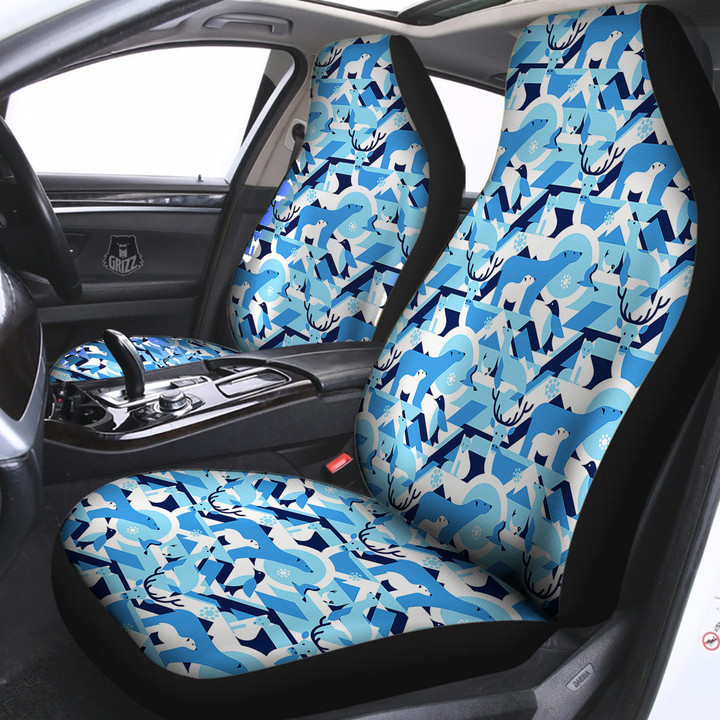 Blue Arctic Animals Print Pattern Car Seat Covers