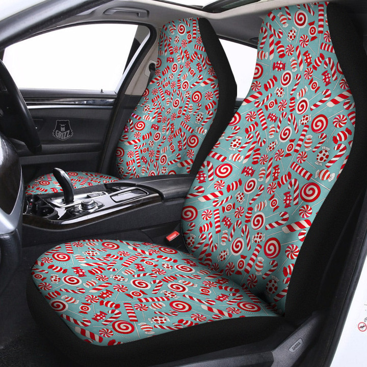 Candy Cane Christmas Print Pattern Car Seat Covers