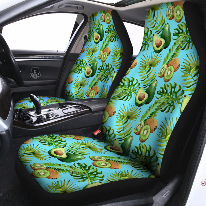 Avocado And Watercolor Kiwi Print Pattern Car Seat Covers