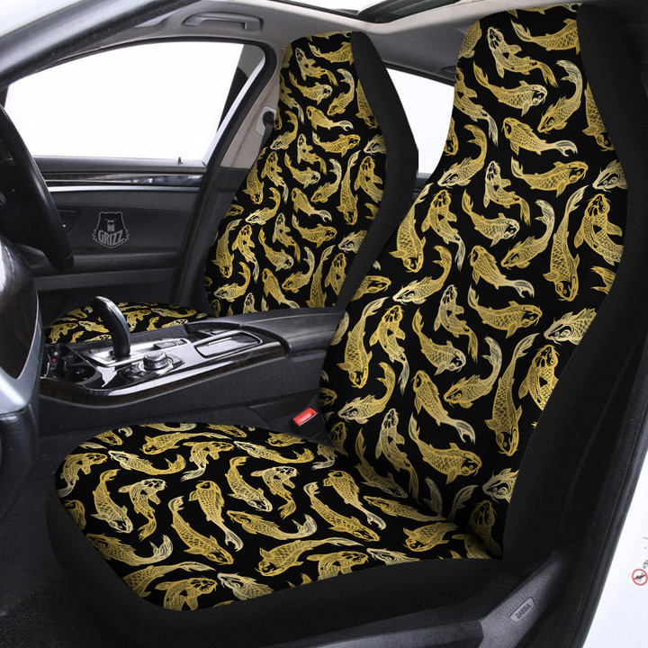 Carp Koi Golden Chinese Print Pattern Car Seat Covers