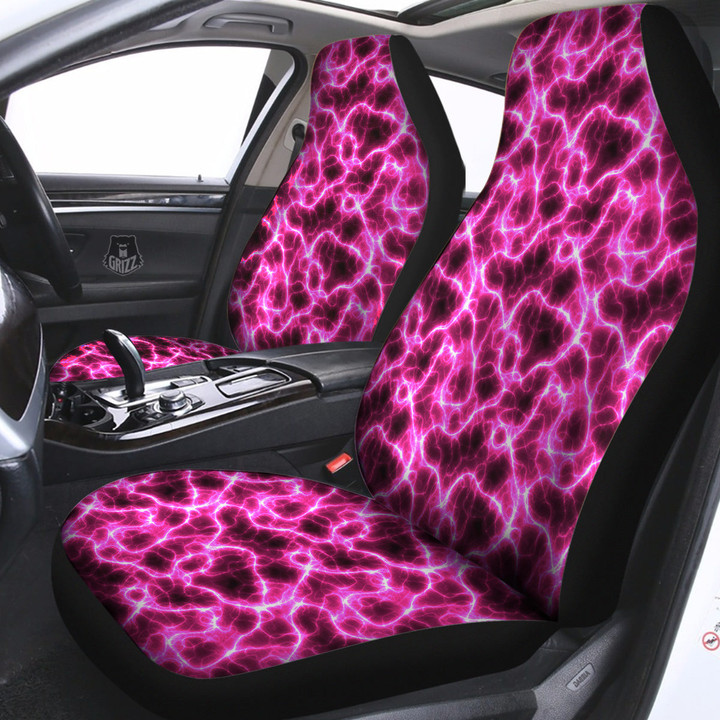 Abstract Pink Electrical Sparks Print Pattern Car Seat Covers