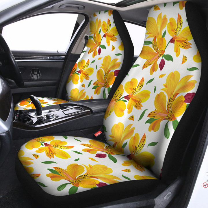 Alstroemeria Yellow Print Pattern Car Seat Covers