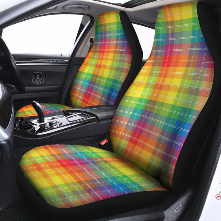 Rainbow Plaid Lgbt Pride Print Pattern Car Seat Covers