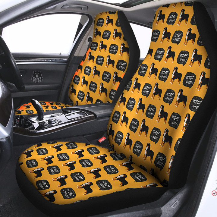 Bernese Yellow Woof Woof Print Pattern Car Seat Covers