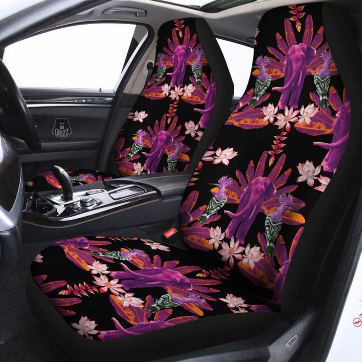 Elephant Tropical Purple Print Pattern Car Seat Covers
