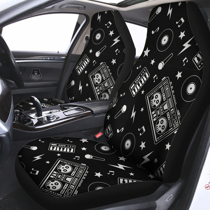 Black And White Boombox Print Pattern Car Seat Covers