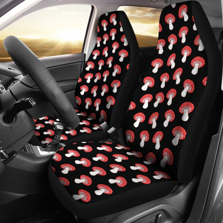 Red Mushroom Dot Print Pattern Universal Fit Car Seat Cover