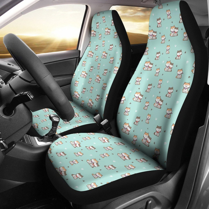 Dog Pupppy Shiba Inu Pattern Print Universal Fit Car Seat Cover