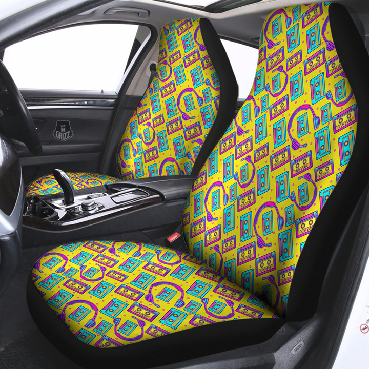 Retro Cassette And Earphones Print Pattern Car Seat Covers