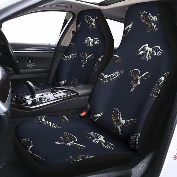 Eagle Brown And White Print Pattern Car Seat Covers
