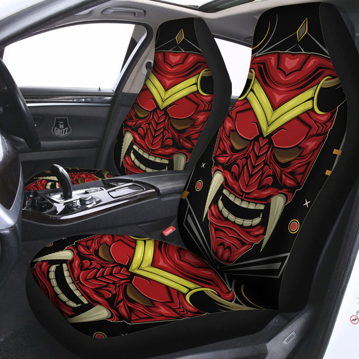 Demon Mask Red Japanese Print Car Seat Covers