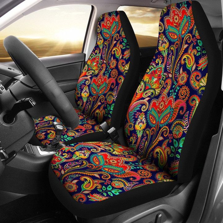 Red Flower Paisley Pattern Print Universal Fit Car Seat Cover