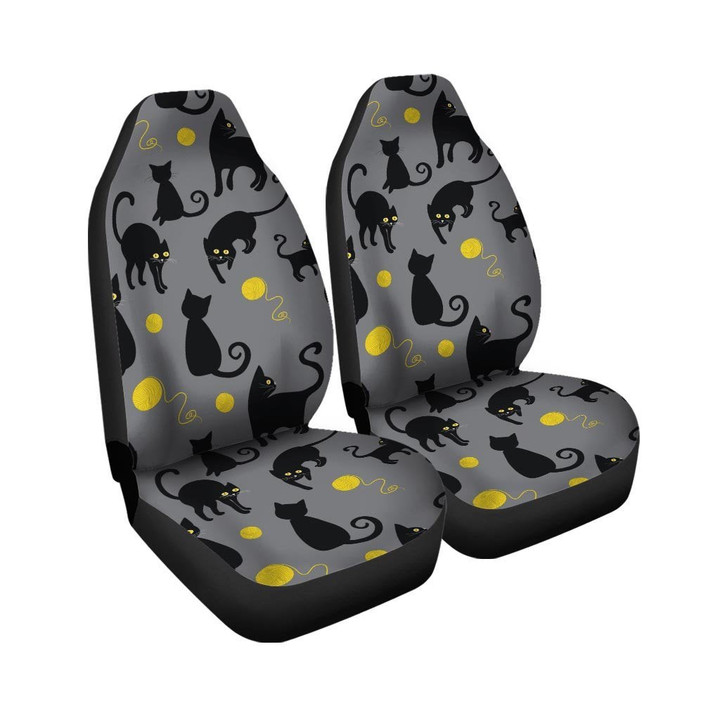 Black Cat Knit Print Car Seat Covers