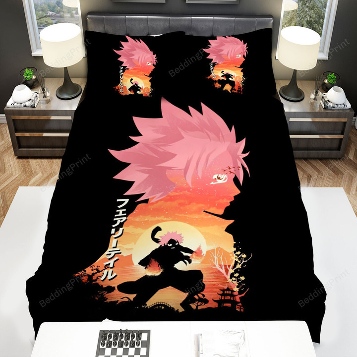 Illusion Negative Space Anime Hero Natsu Bed Sheets Duvet Cover Bedding Sets