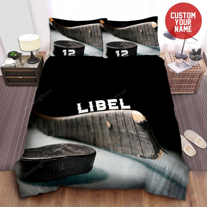 Ice Hockey Bat Personalized Custom Duvet Cover Bedding Set With Your Name And Number