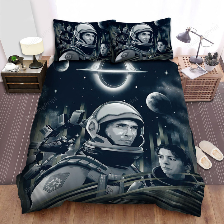 Interstellar (2014) Black & White Artwork Poster Bed Sheets Duvet Cover Bedding Sets