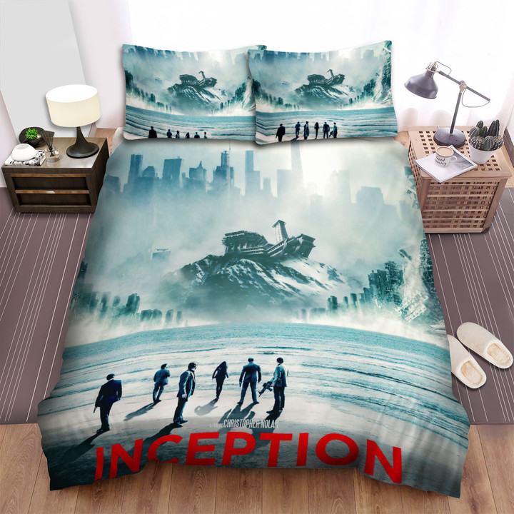 Inception (2010) The Fall Of The Reverse City Movie Poster Bed Sheets Spread Comforter Duvet Cover Bedding Sets