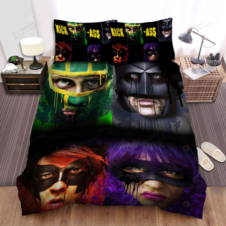 Kick-Ass Characters Dripping Artwork Bed Sheets Spread Duvet Cover Bedding Set
