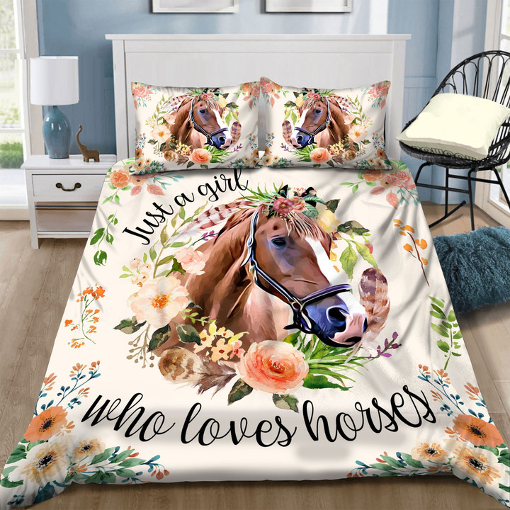 Just A Girl Who Loves Horses Bed Sheets Duvet Cover Bedding Sets