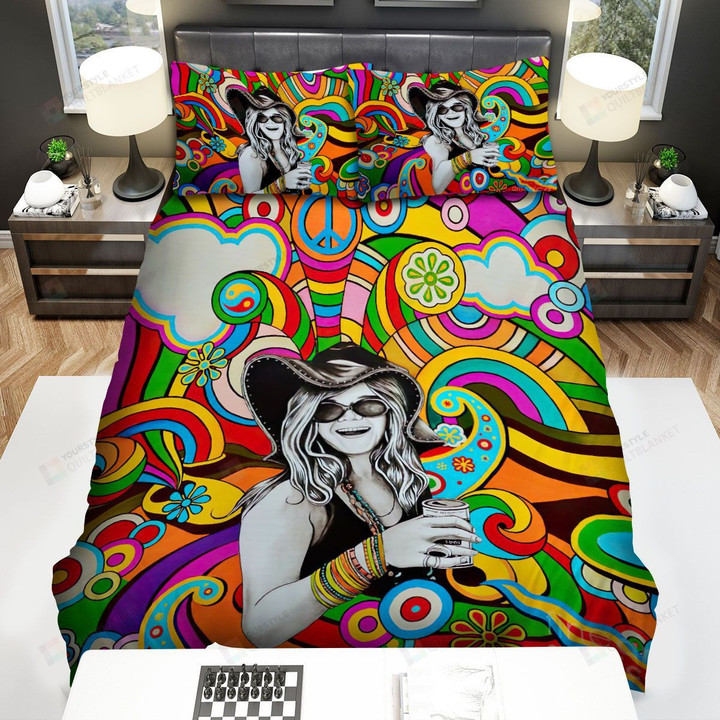 Janis Joplin Hippie Art Poster Bed Sheets Spread Comforter Duvet Cover Bedding Sets