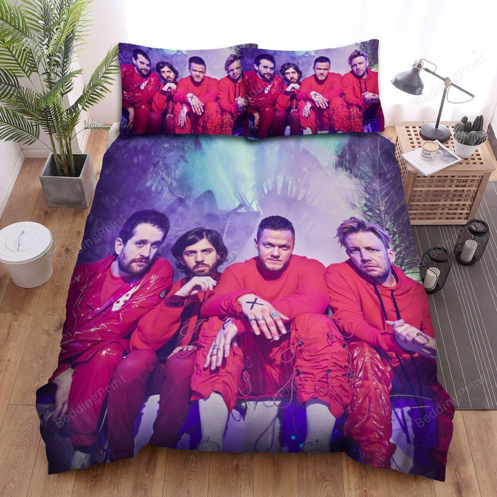 Imagine Dragons Members In Red Bed Sheets Spread Duvet Cover Bedding Sets