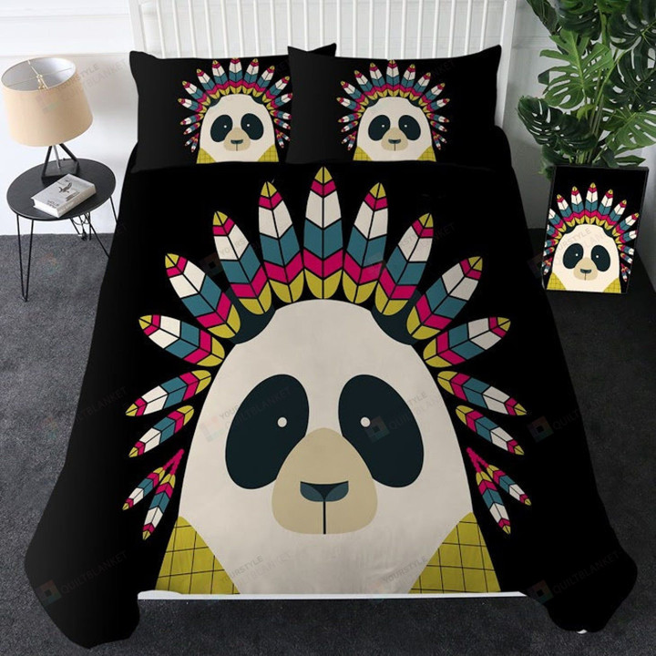 Indian Panda Cartoon Pattern Bed Sheets Duvet Cover Bedding Sets