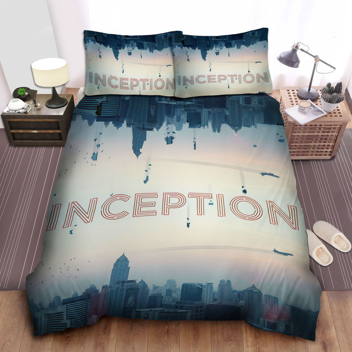 Inception Upside Down World Art Poster Bed Sheets Spread Comforter Duvet Cover Bedding Sets