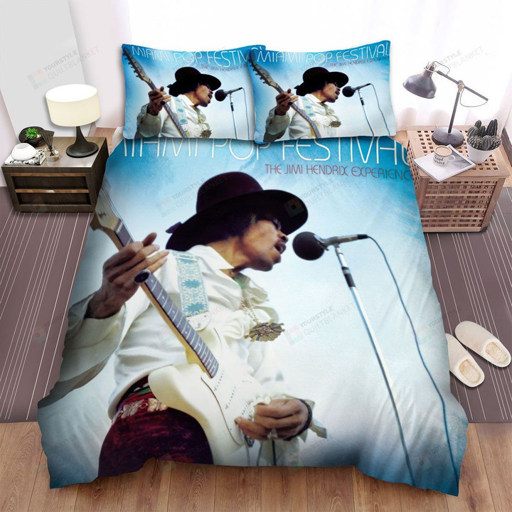 Jimi Hendrix Miami Pop Festival Album Cover Bed Sheets Spread Comforter Duvet Cover Bedding Sets