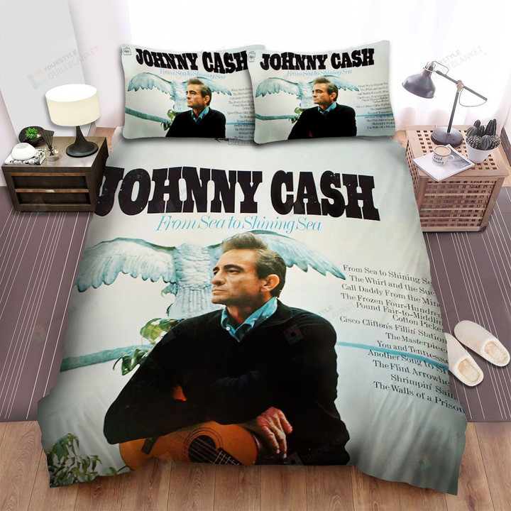Johnny Cash From Sea To Shining Sea Album Cover Bed Sheets Spread Comforter Duvet Cover Bedding Sets