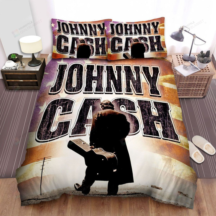 Johnny Cash I Walk The Line Vintage Poster Bed Sheets Spread Comforter Duvet Cover Bedding Sets
