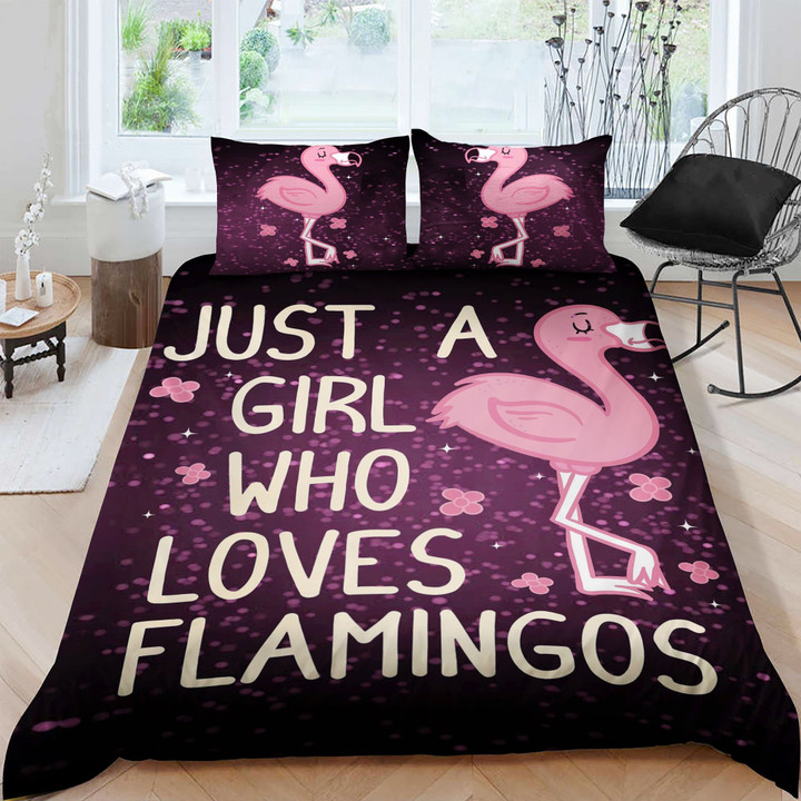Just A Girl Who Loves Flamingos Bed Sheets Duvet Cover Bedding Sets
