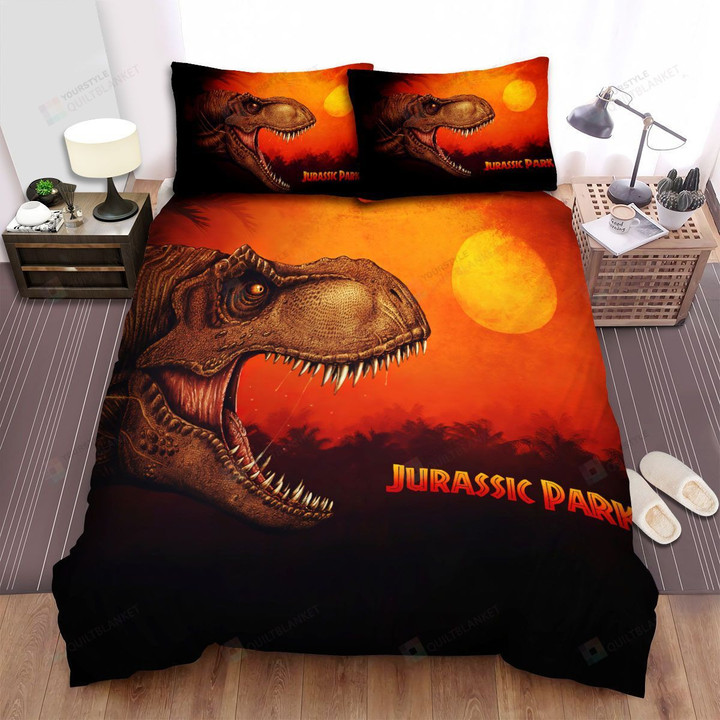 Jurassic Park Movie Sunset Background Photo Bed Sheets Spread Comforter Duvet Cover Bedding Sets