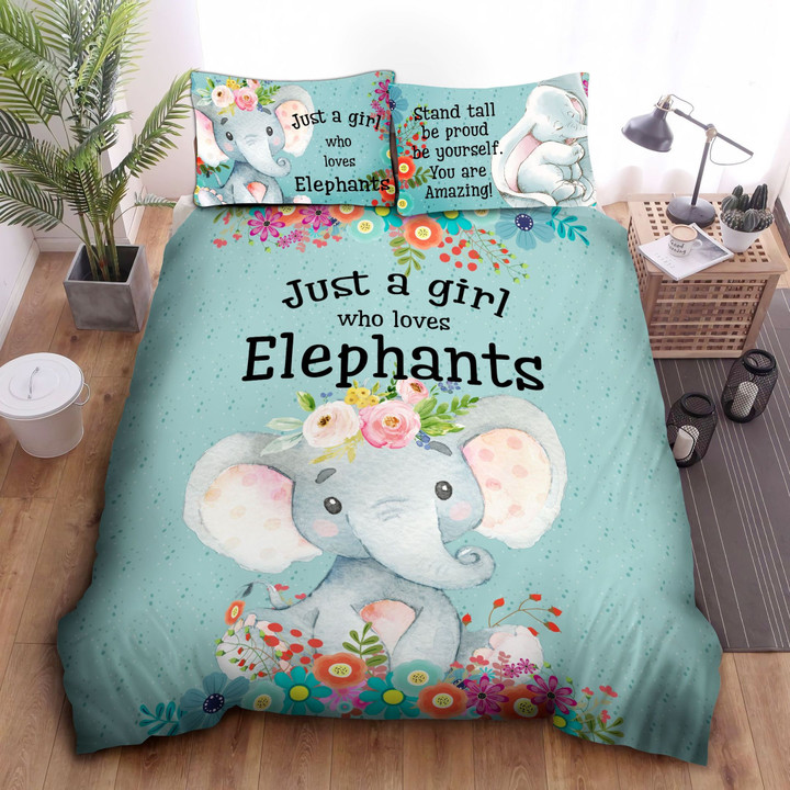 Just A Girl Who Loves Elephants Cute Bed Sheets Duvet Cover Bedding Sets