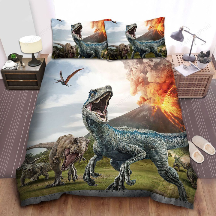 Jurassic World Dinosaurs & The Erupting Volcano Bed Sheets Duvet Cover Bedding Sets