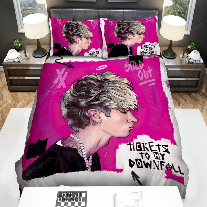 Machine Gun Kelly In Tickets To My Downfall Album Illustration Bed Sheets Spread Duvet Cover Bedding Sets