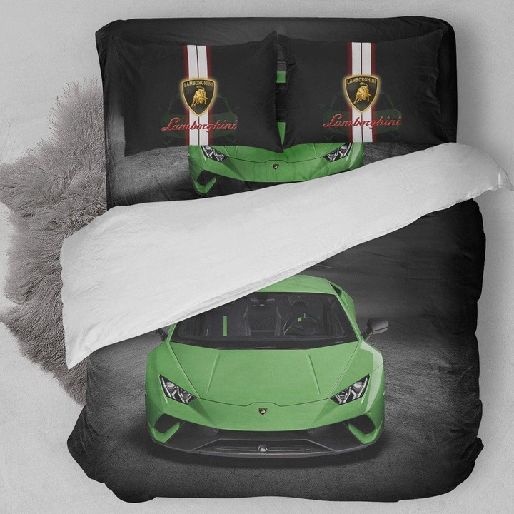Lamborghini Green Aventador SV CUSTOM BEDDING SET (DUVETCOVER & PILLOWCASES)