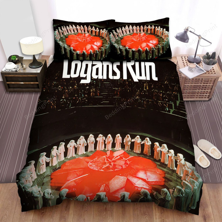 Logan's Run (1976) Movie People Surrounding Giant Diamond Bed Sheets Duvet Cover Bedding Sets