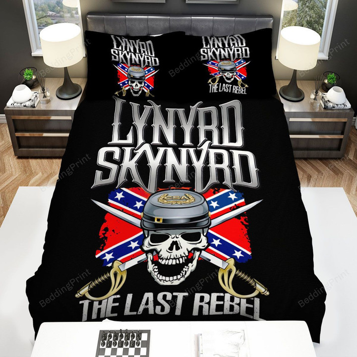 Lynyrd Skynyrd The Last Rebel Skull With The Sword Bed Sheets Duvet Cover Bedding Sets
