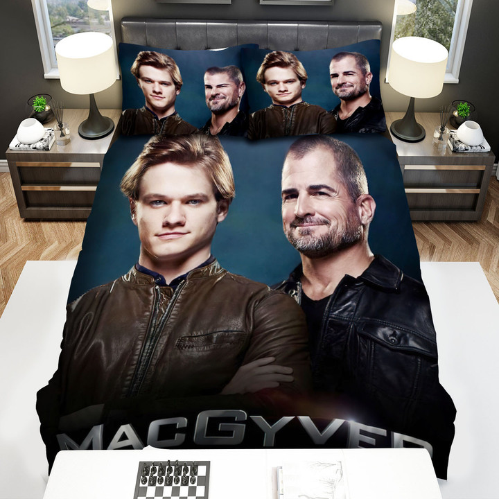Macgyver Portrair Of Two Handsome Main Actors Movie Poster Bed Sheets Spread Comforter Duvet Cover Bedding Sets