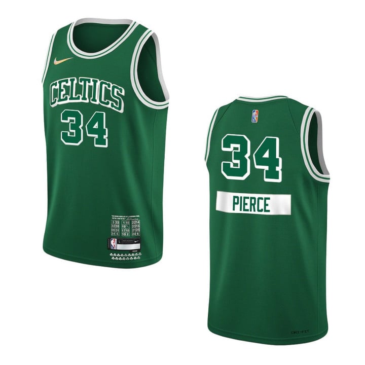 Boston Celtics Youth 2021-22 City Edition Paul Pierce Diamond 75th Anniversary Kelly Green Jersey