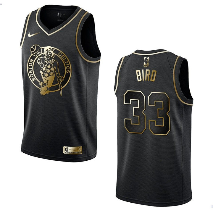 Men's Boston Celtics #33 Larry Bird Golden Edition Jersey - Black