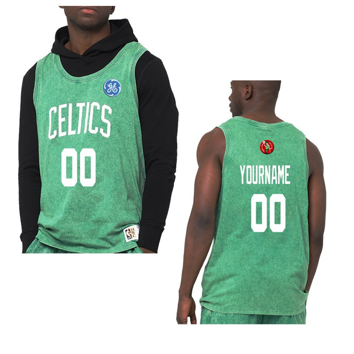 Custom Boston Celtics Quintessential Worn Out Tank Top Jersey Green