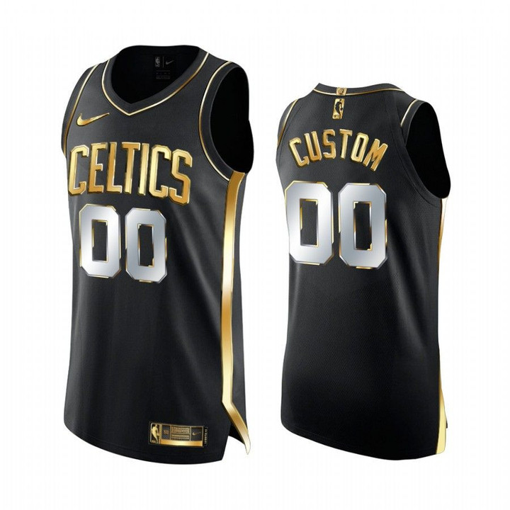 Custom Boston Celtics Black Golden 2020-21 Jersey Limited Edition