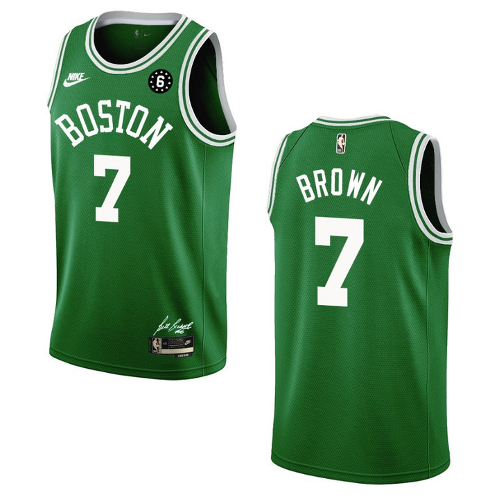 Boston Celtics Jaylen Brown Kelly Green Commemorate Bill Russell Classic Edition Jersey